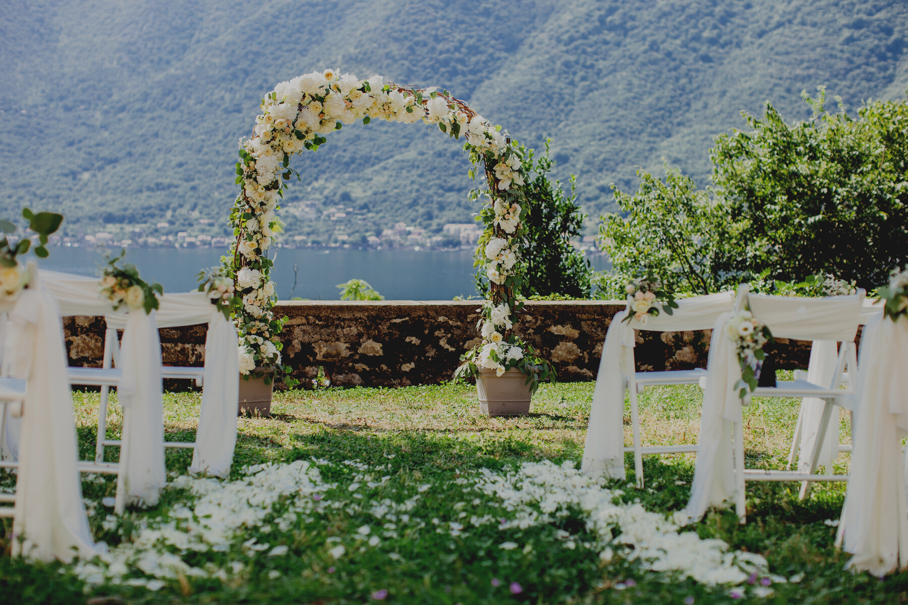 destination wedding arch with flower decoration